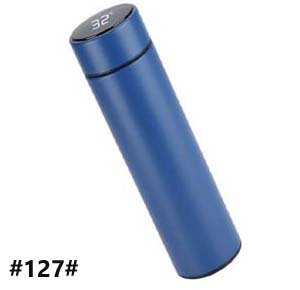 Stainless steel thermos flask with an internal filter and a digital touch screen blue