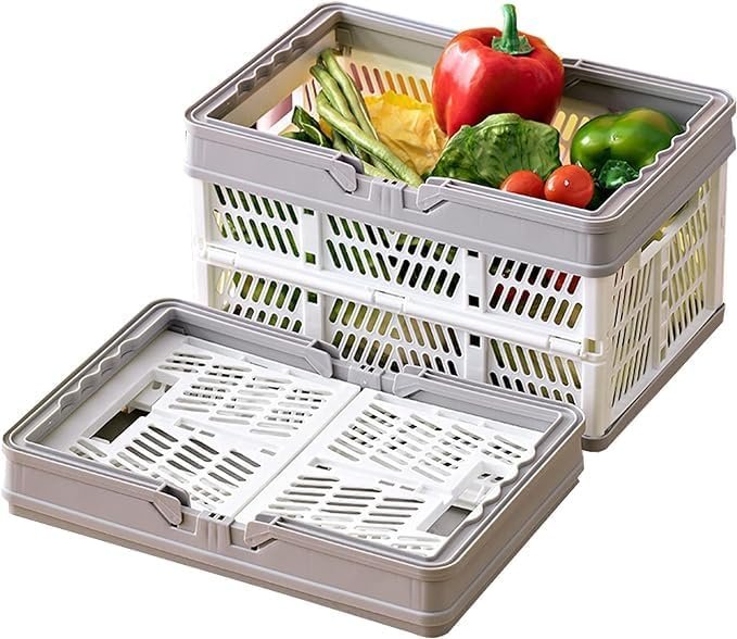Foldable Storage Basket Plastic Portable Supermarket Shopping