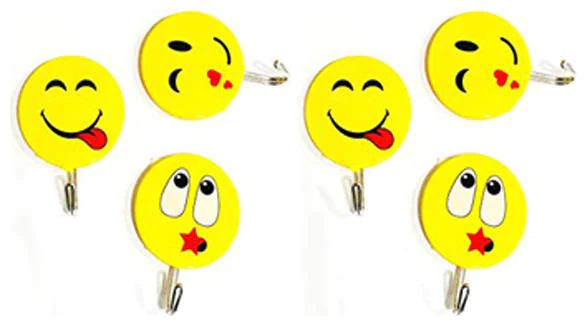 Wall hanging Hook Smile- emoji Face with Strong sticker 9 pcs