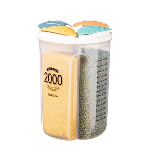 Airtight Food Storage Container, Divider Cereal Dispensers Containers,  4 Grids 2000ML