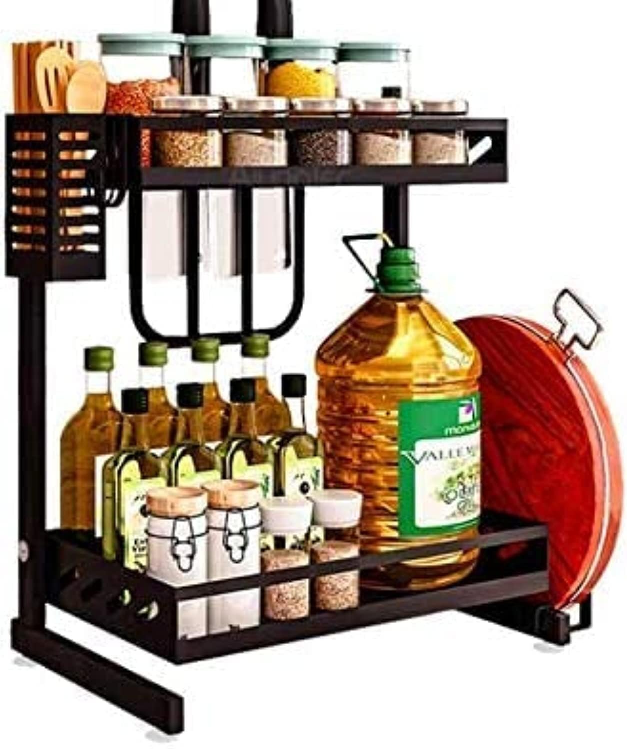 Multifunctional 2-Tier Kitchen Storage/Multipurpose Storage Rack, Kitchen Utensils, Spice, Bathroom Accessories Storage Kitchen Storage Rack, Sturdy and Stable, Save Kitchen Space