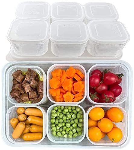 7 Piece Refrigerator Box for Food Storage Healthy Plastic Clear