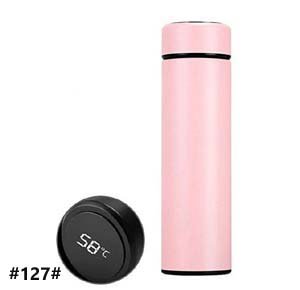 Stainless steel thermos flask with an internal filter and a digital touch screen pink
