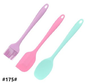 Set of 3 Pieces Silicone Spatulas with Brush Heat Resistant Non-Stick for Cooking Baking Kitchen Utensils - Multi Color