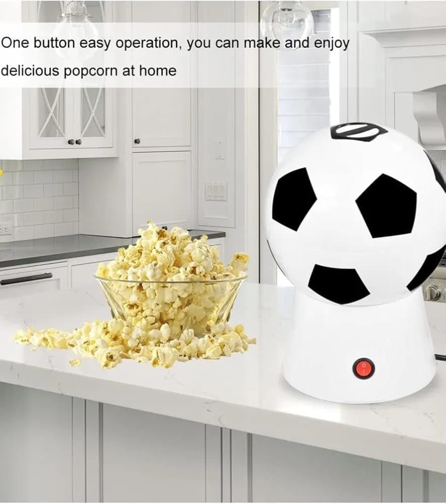 ​Football-Themed Hot Air Popcorn Popper – Oil-Free  with Detachable Serving Bowl – Quick & Healthy Snack Maker for Game Nights, Movie Nights, and Kids' Parties