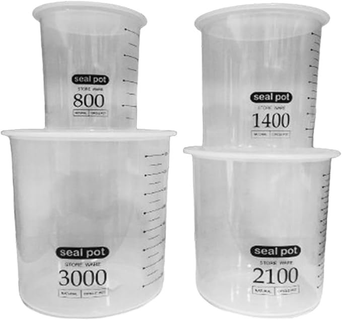 4 PCS Kitchen Canisters Set With Scales, with Airtight Lid for, Sugar, Coffee, Cookie Jar, Candy, Snack, Rice, Pasta, Nuts - 3000ML, 2100ML,1400ML, 800ML