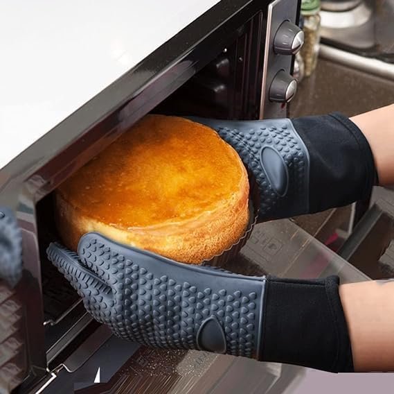 1 Pair Thickened Heat Gloves Silicone Heat Resistant Oven
