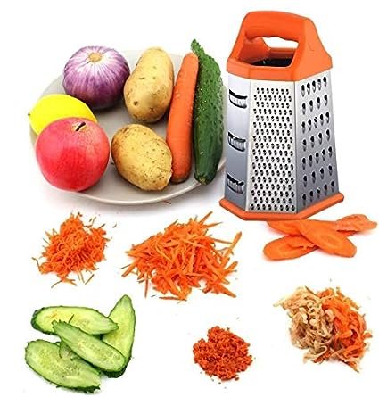 Stainless Steel Multi Purpose Grater 6 Sides With Plastic Handle