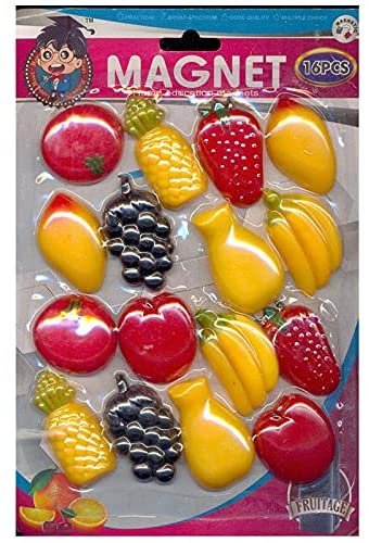 16 Pieces Fruits Decorative Fridge Magnet Note Paper Holder