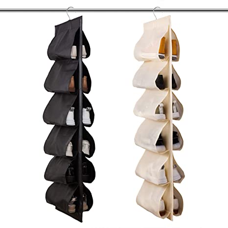 12 Pocket Hanging Shoe Storage Bag - Multicolor