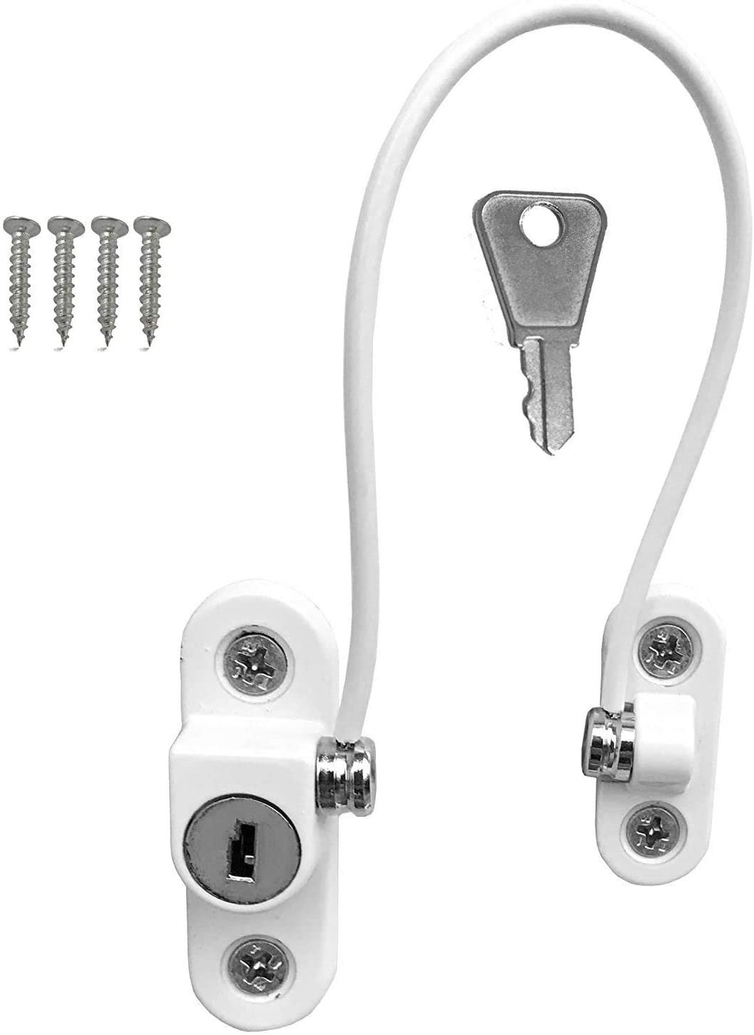 1PC Window Door Stopper Wire Cable Lock, Restrictor Child Baby Safety Security Wire Catch with Screw Key