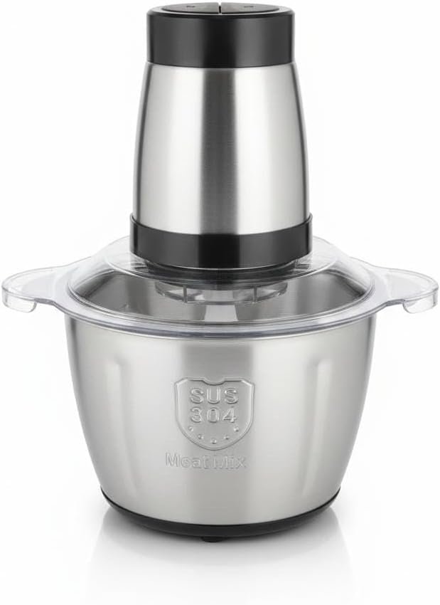 ​Stainless Steel Meat & Vegetable Chopper - 3L Large Capacity, 1200W High Power, 4 Sharp Blades – Turkish Design.