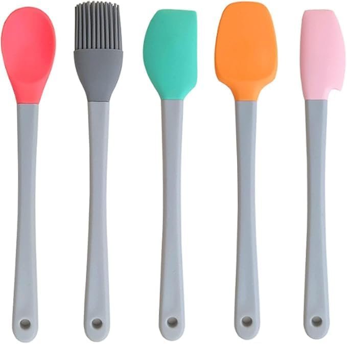Mini Silicone Spatula Set of 5 - Heat Resistant Nonstick Rubber Spatulas - Dishwasher Safe Kitchen Utensils for Cooking, Baking, Mixing
