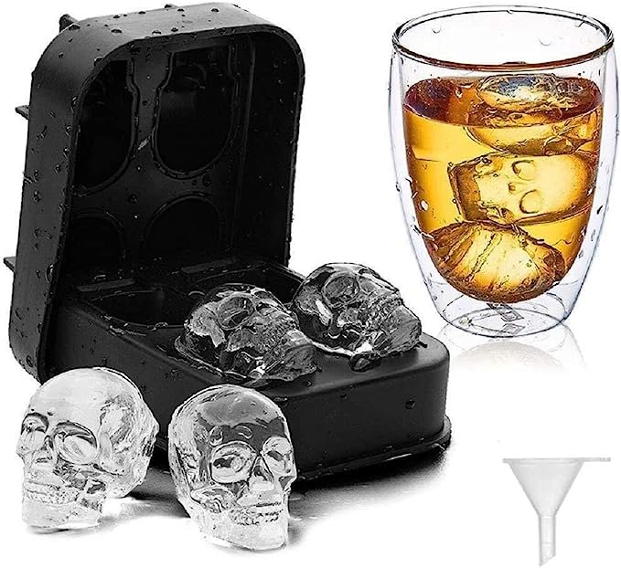 Silicone ice mold skull design with 4 slots