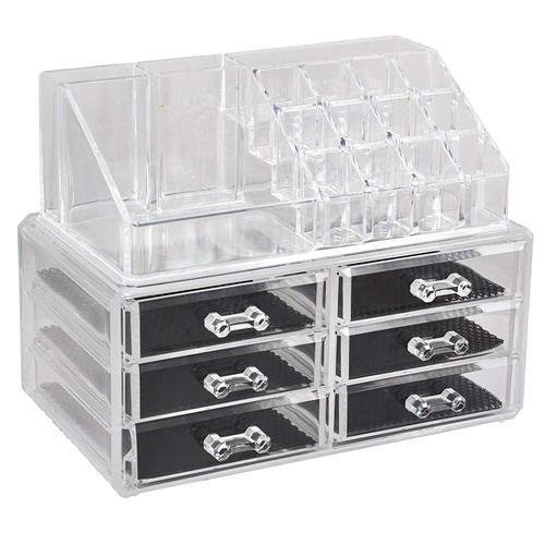 Acrylic Transparent Drawers Makeup Organizer Lipstick Holder Dust-Proof Cosmetic Storage Box 6 Drawer Desk Organizer Storage