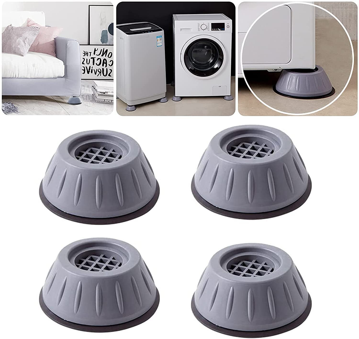 4Pcs Anti Vibration Pads for Washing Machine and Dryer Shock and Noise Cancelling Washing Machine Support Prevent Moving Shaking Walking Universal Size