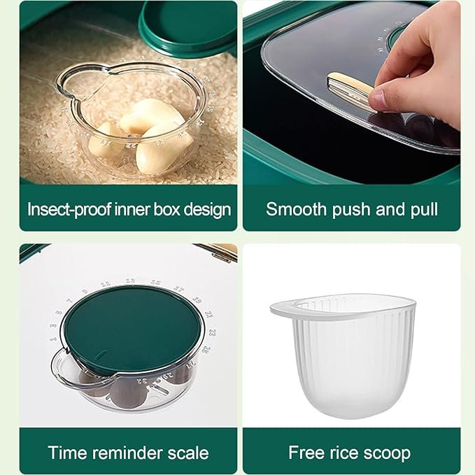 Laborsaving Food Grade PP Rice Bucket, Thick Lightweight Luxury  Style Rice Bucket with Bowl for Kitchen