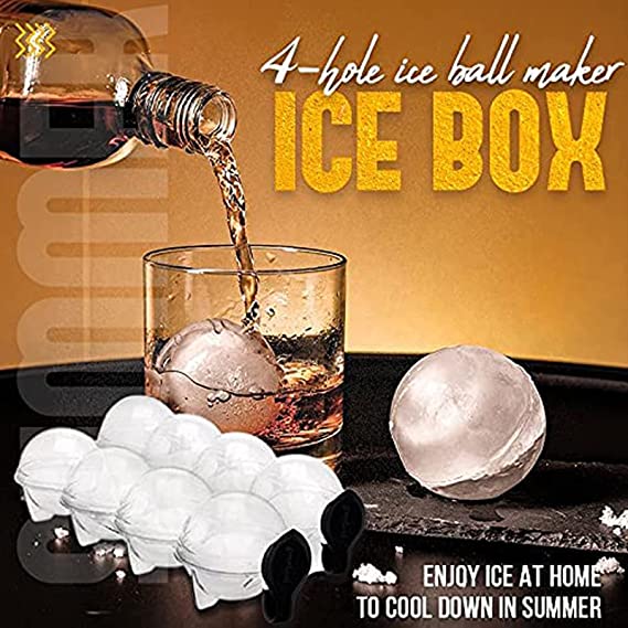 1pc Whiskey DIY Ice Mold, 4 Holes Whiskey Round Ice Ball Mold