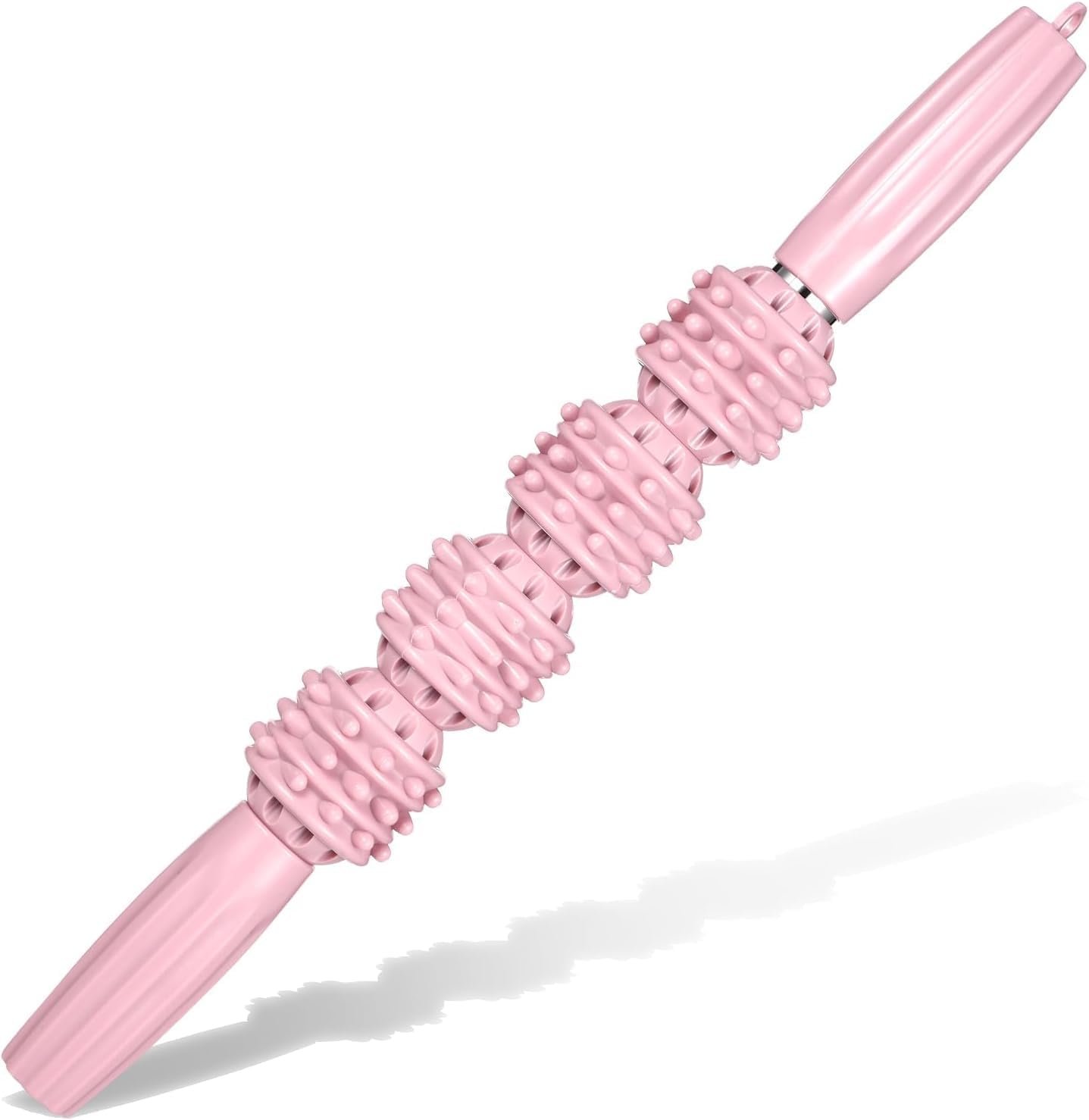 Muscle Massage Stick, Muscle Therapy Balls, Muscle Pain Relief, Self Massage Roller Stick, Cushioned Ergonomic Handle with 4 Pointed Massage Balls for Yoga Massage