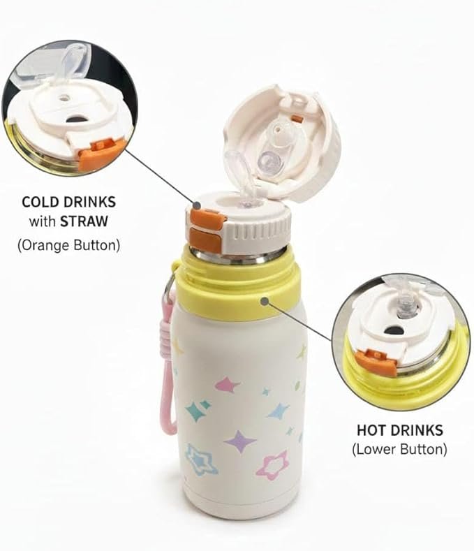 The Dual Thermal Bottle with Straw for Cold and Pour for Warmth 520 ml Multicolor.