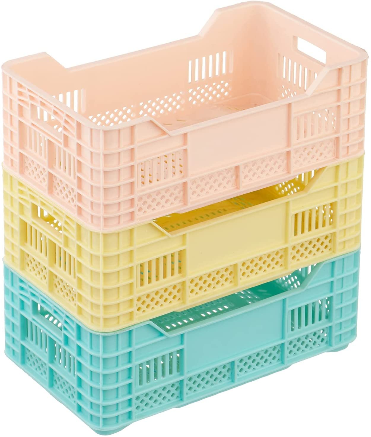 Plastic Storage Basket Set, Small, 3 Pieces - Multi Color