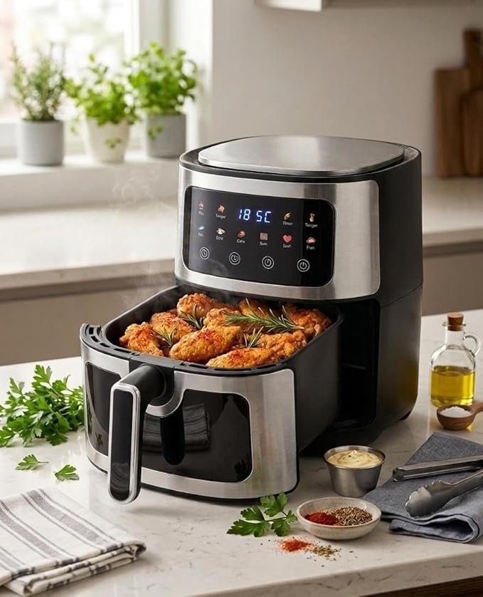 10L Large Capacity Digital Air Fryer with Visual Window, 1300W
