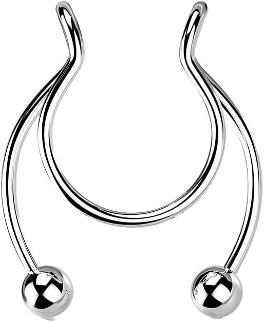 Stainless Steel Fake Septum Nose Hoop Rings False Nose Ring Faux Lip Ear Ring Non Piercing Clip On Nose Hoop Rings Body Piercing Jewelry