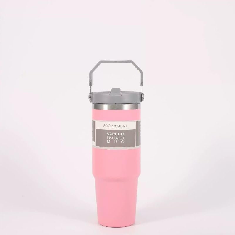 Leak-Proof Insulated Coffee Mug Leak-Proof Handle and Straw 900ML