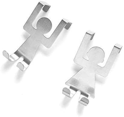 2pcs Stuck Door Board Stainless Steel Hanger Lovers Person Shape Holder Hook Storage Rack Space Saver Kitchen Racks Hangers