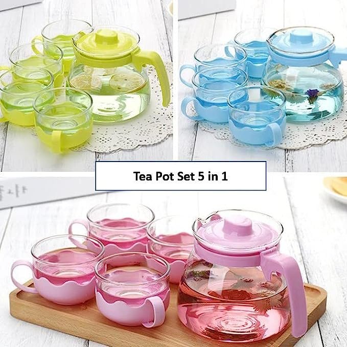 Glass and Plastic Teapot with 4 Cups