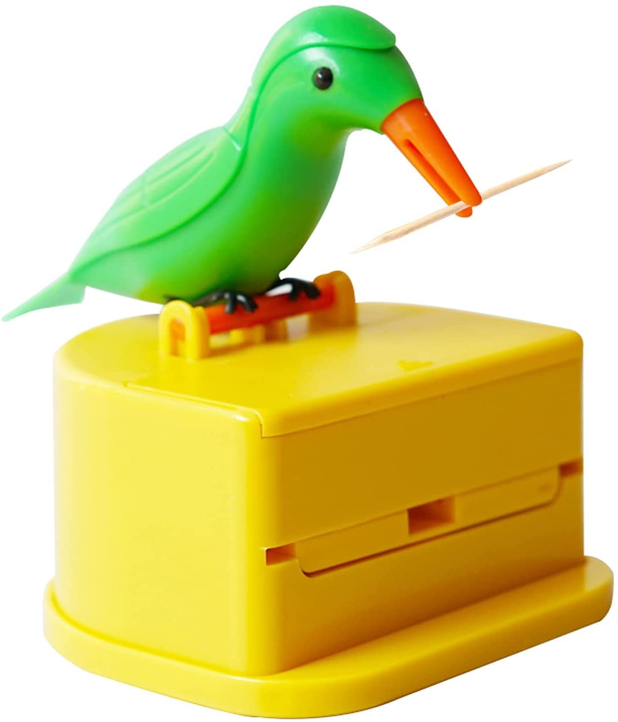 Toothpick Dispenser Little Bird Push-type Automatic Toothpick Holder with a Toothpick Box Portable Plastic Kitchen Decoration 1PCS