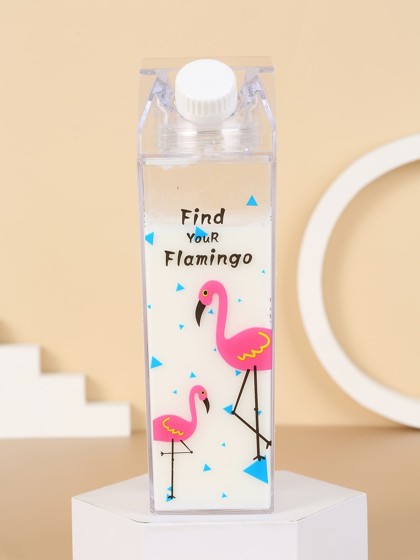 500ml) Cartoon Milk Water Bottle Clear Square Plastic BPA Free Leak Proof  Portable Reusable Water Bottle Juice Bottle Shape Milk Can Ideal Fitness Gym  Camping Sportsزجاجة مياه حليب من الكرتون سعة 481.8