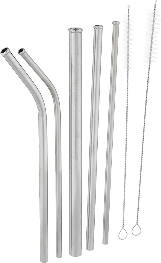 Stainless steel straws with cleaning brush set of 5 pieces
