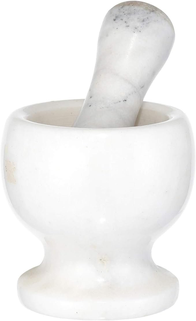 Marble Large Mortar and Pestle Set Cooking Stone Kitchen Deep Bowl and Pestle Spice Grinder for Cooking