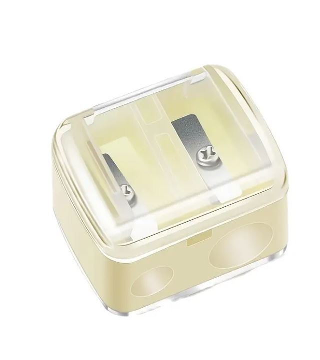Double Barrel Cosmetic Pencil Sharpener, Material, Handheld, Battery-Free, Ideal for Makeup, Eyebrow & Colored Pencils, Perfect Gift for Ladies, School & Office Supplies