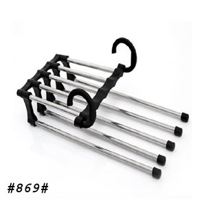 Pants Hanger, 5 in 1 Multifunctional Adjustable Pants Storage Rack Drawstring Storage Clothes Stainless Steel