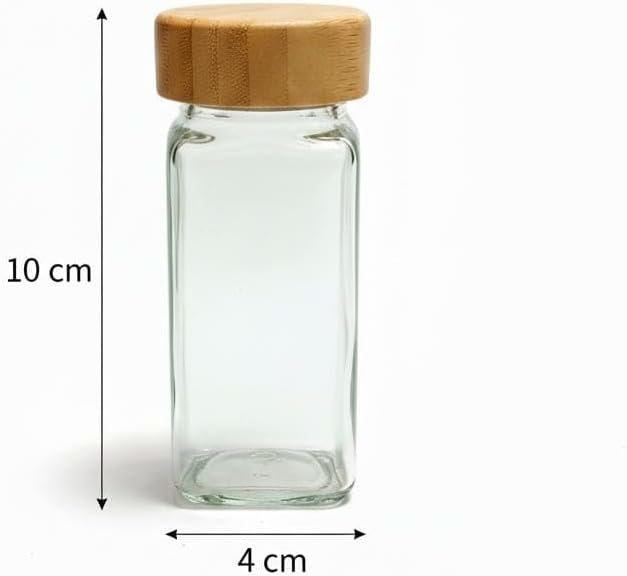 24-Piece Glass Spice Jars Set with Bamboo Lids – 100Ml Square Spice Containers – Airtight Silicone Seal – High Glass Organizers for Kitchen & Pantry Storage.