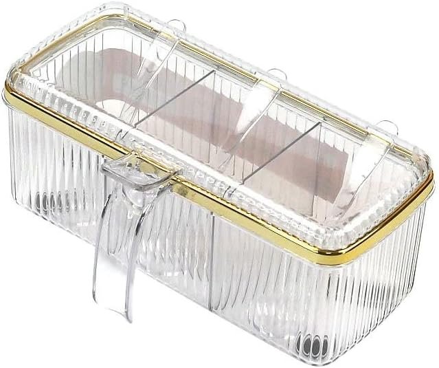 Seasoning Box Set of 3 Transparent Salt Spice Jar, Spice Jars Kitchen