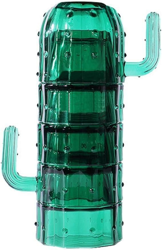 4 Pack Stackable Drinking Glasses 240ml Stackable Cactus Shaped Glasses with Handles Glass Cactus Shot Glasses Glass Cups Cups for Water Beer Coffee Tea Juice