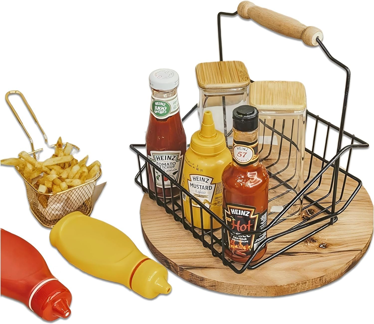 Metal Sauce Holder with Wooden Handle Ideal for Serving Sauces and Marinades in an Elegant and Modern Style for All Occasions