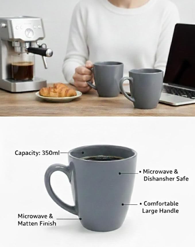 ​Premium Ceramic Coffee Mug - (350ml) Ergonomic Handle - Modern Minimalist Design for Coffee, Tea, and Hot Cocoa .