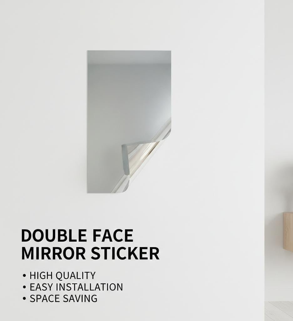 Frameless Rectangular Mirror Wall Sticker (30 x 40 cm) – Self-Adhesive Reflective Acrylic Mirror Decal for Modern Home Decor, Living Room, and Bedroom Gallery Walls