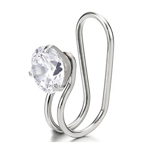 Stainless Steel Cubic Non-Piercing Clip On Earrings for Women Girls