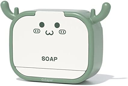 Bathroom Antler Hook Wall-mounted Drain Soap Storage Box Punch-free Flip Toilet Laundry Soap Box