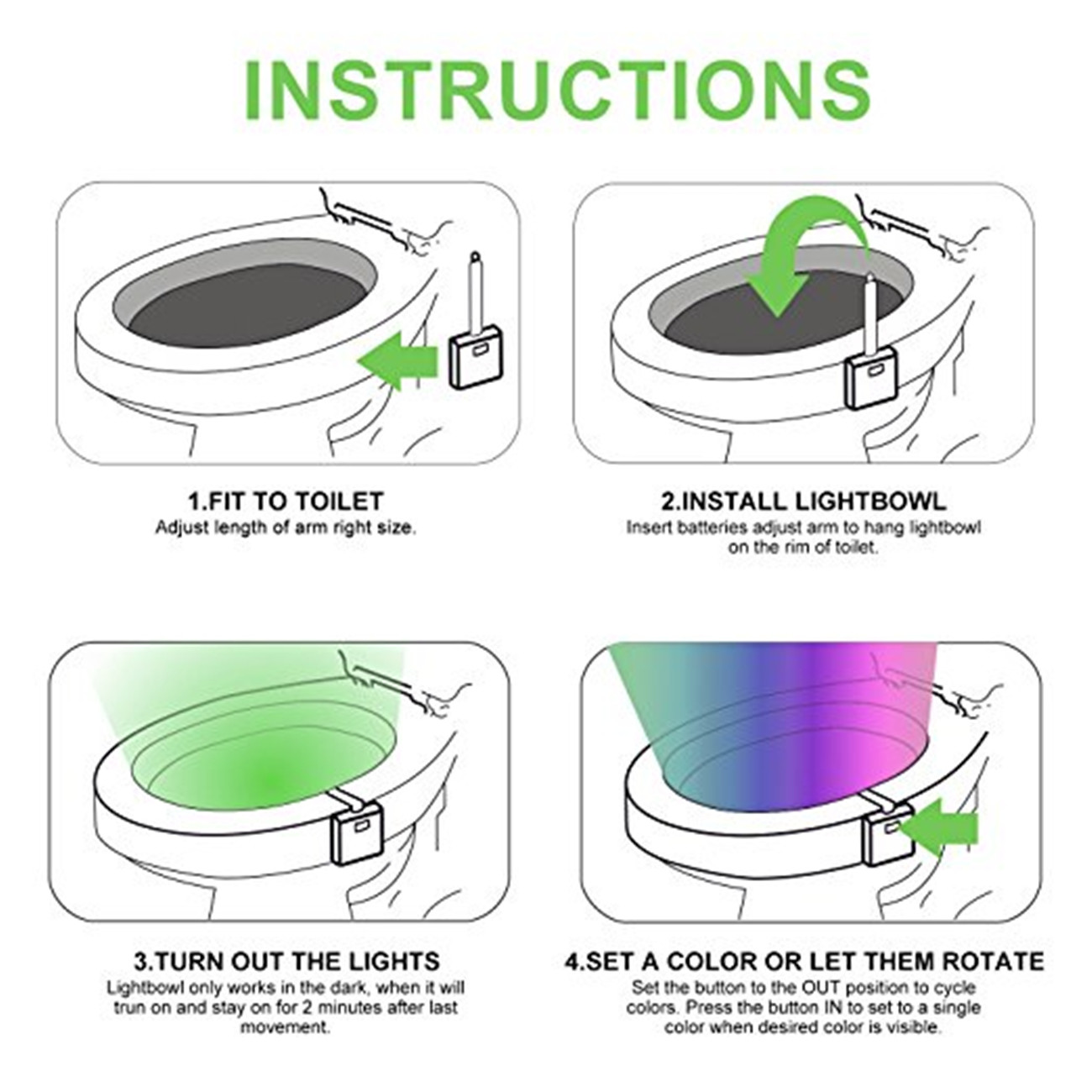 Toilet Night Light, 8 Colors Changing Bathroom LED Toilet Bowl