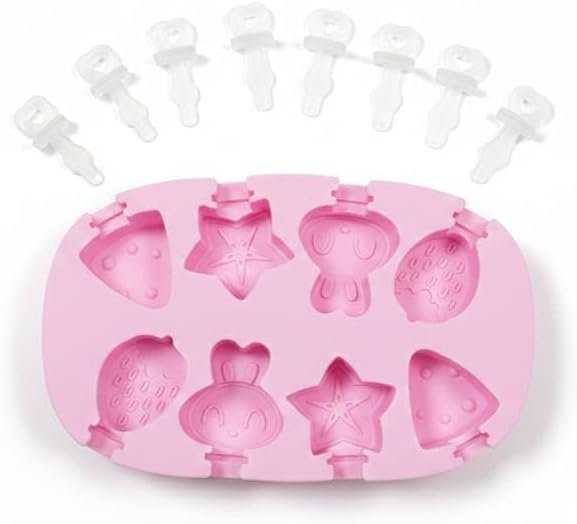 Multi-Shape Silicone Mini Pop Mold – 8-Cavity DIY Healthy Snack Maker for Ice cream.