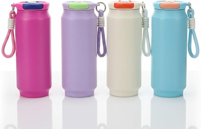 Stainless Steel Portable 500ml Double Layer Vacuum Cup Insulated Travel Bottle With Lid and Handle with Can design Multicolor