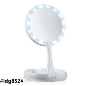 Folding Illuminated Makeup Mirror - Flawless Folding Mirror with 21 LED Lights and 1X 10X Magnification Double Sided Folding and Multi-Angle Rotation for Home Travel