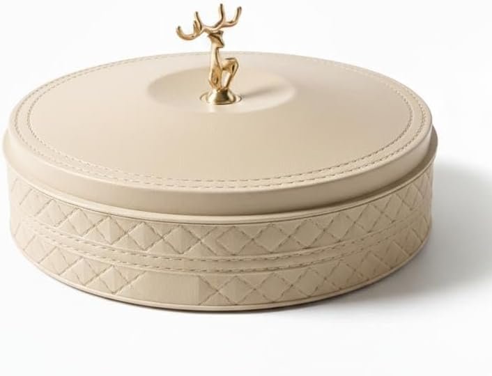 Gazelle Bonbonniere - Luxury Divided Serving Box with Faux Leather Finish & Golden Stag Handle