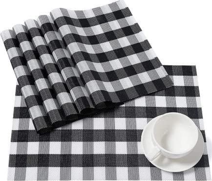 Place Mats, Set of 6 Washable Lattice Colorful Table Mats Non-slip Insulation PVC Mats for Dinner Table